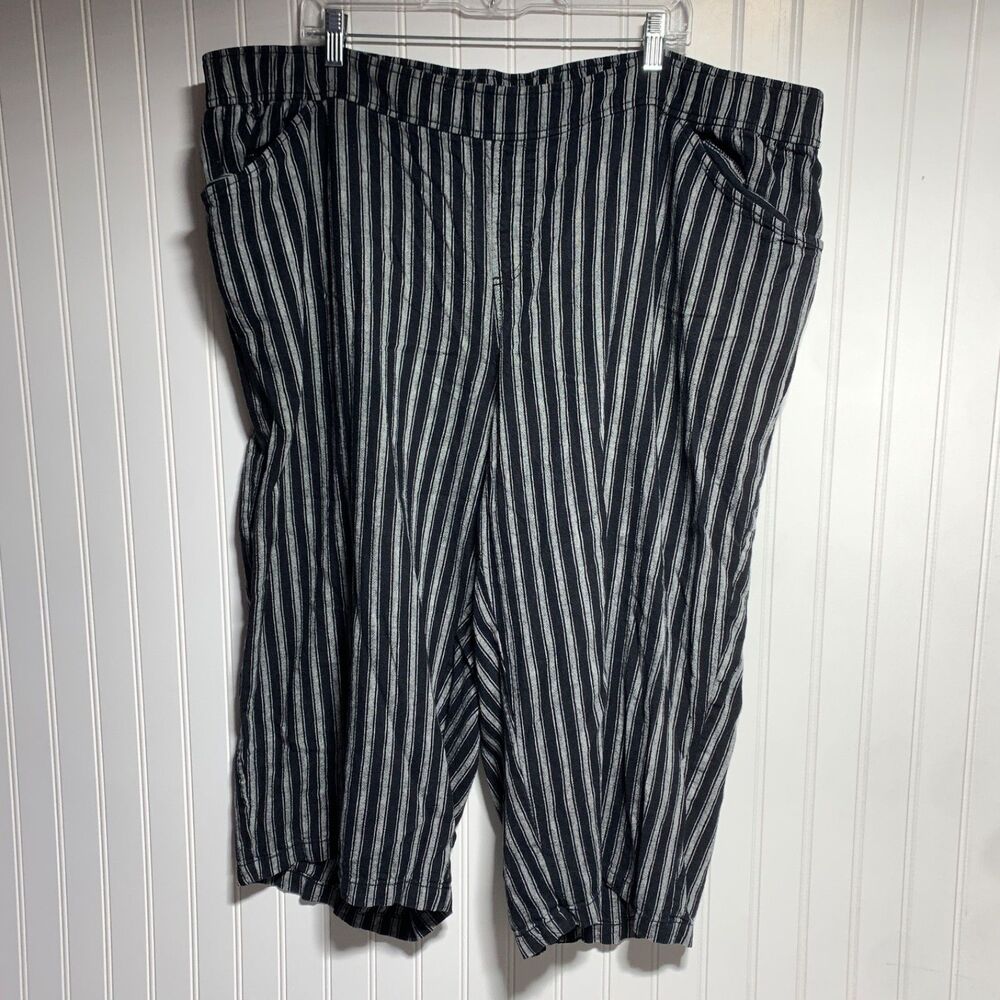 Lane Bryant Pants Womens 26 Black Pull On Linen Blend Capri Crop Pockets